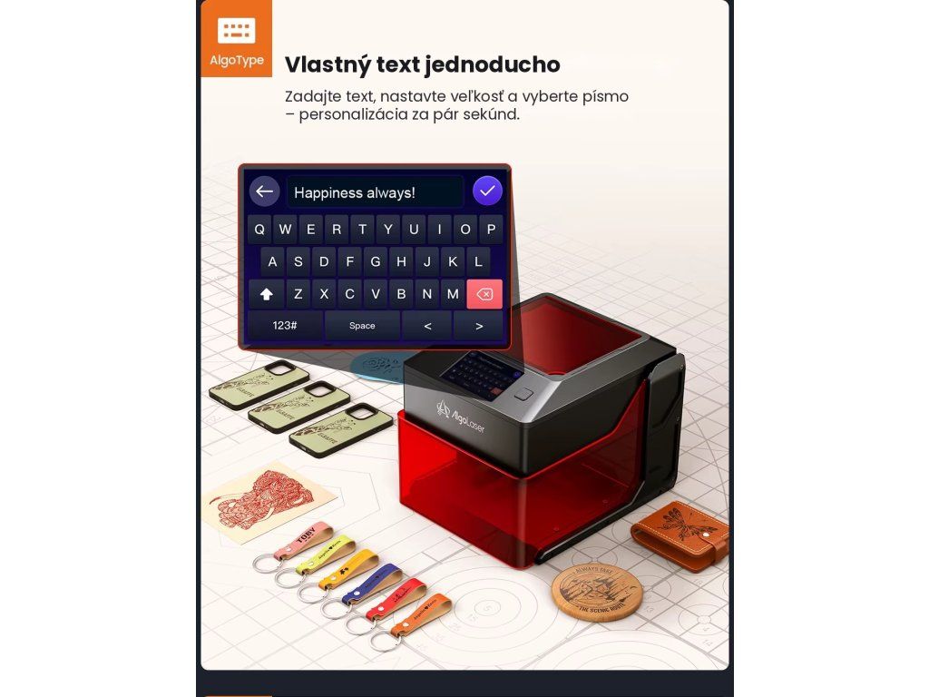 AlgoType – gravírovanie textu